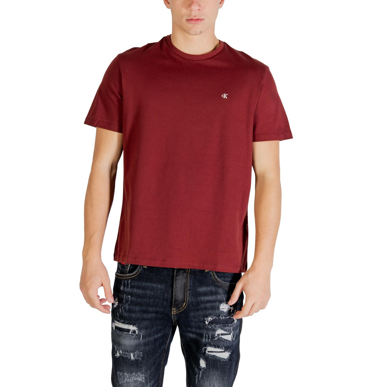 Calvin Klein Jeans T-shirt Uomo Bianca Maniche Corte Scollo Tondo - T-shirt Cotone