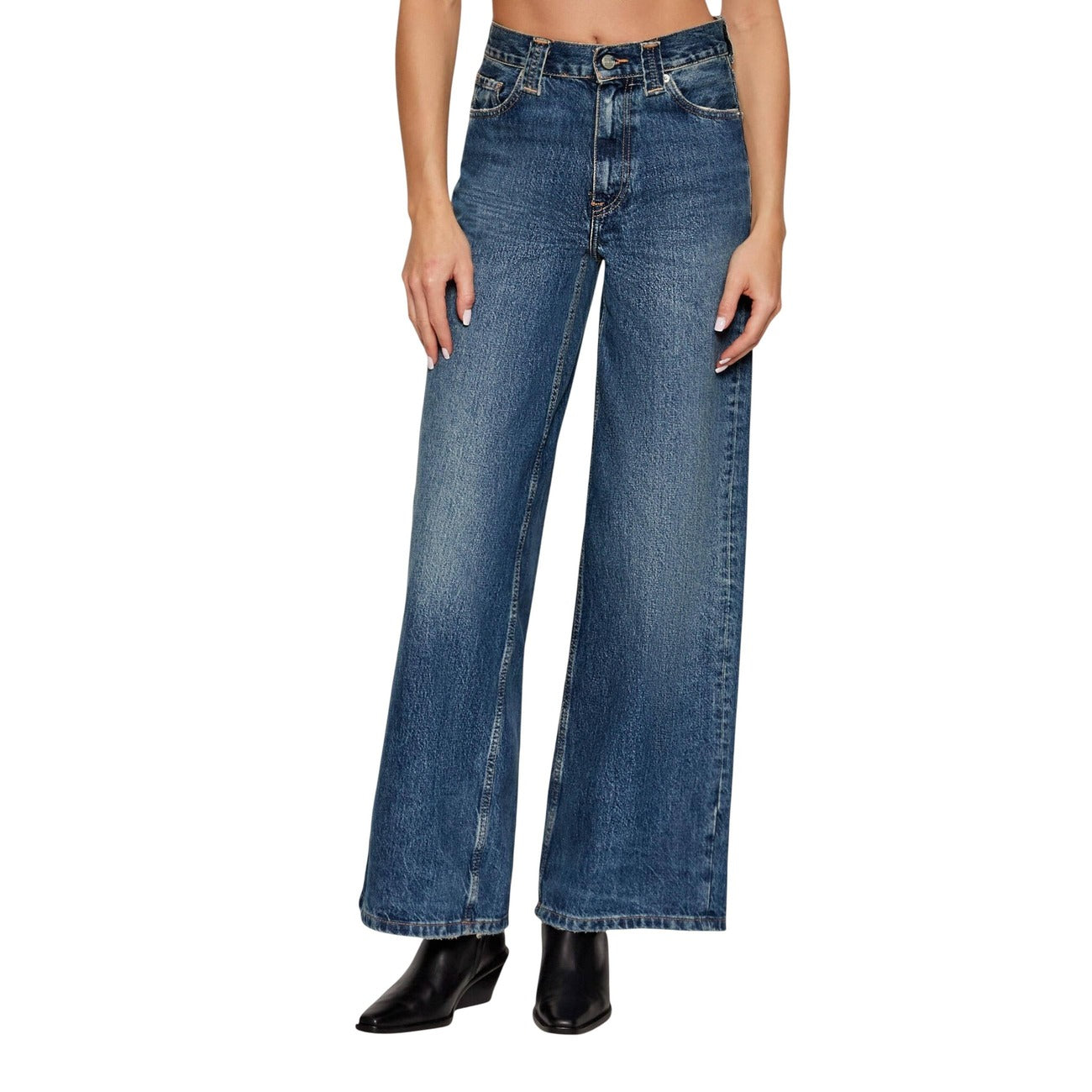 Tommy Hilfiger Jeans Donna Blu con Zip Bottone Tasche Anteriori Posteriori - Jeans Cotone Organico