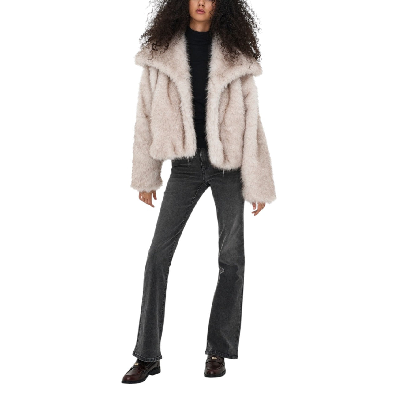 Only Pelliccia Donna Grigia Maniche Lunghe - Giacca Poliestere Autunno Inverno