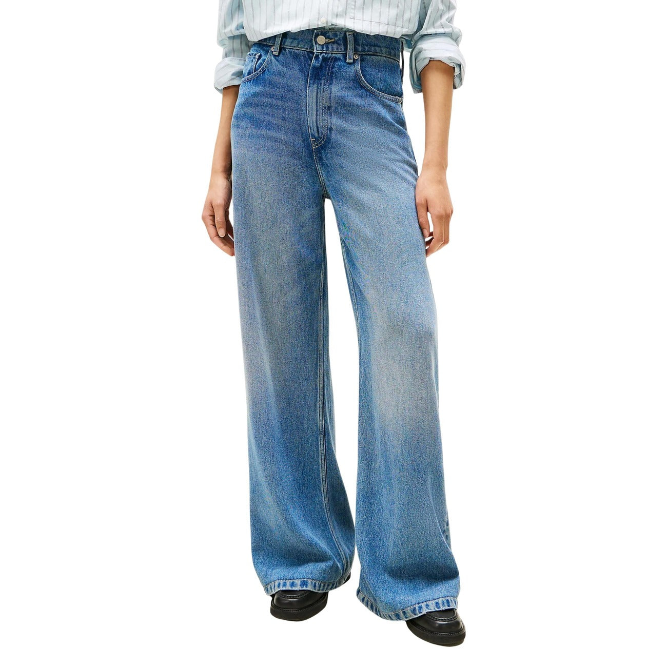 Tommy Hilfiger Jeans Donna Blu Zip Bottone Tasche Anteriori Posteriori Lyocell 100% Autunno Inverno WW0WW46484
