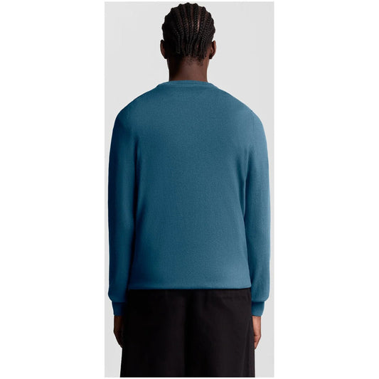 Lyle & Scott Maglia Uomo Blu Scollo Tondo Manica Lunga Cotone Lana Merino Autunno Inverno KN2110VC