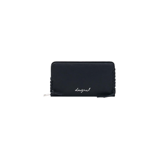 Portafoglio Desigual donna nero con cerniera scomparti interni 100% poliuretano 19x10x3 cm - vista frontale
