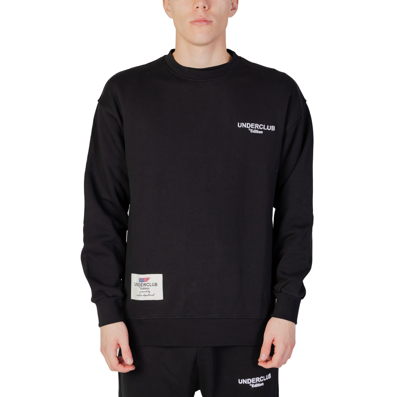 Underclub Felpa Uomo Nera con Stampa Maniche Lunghe Scollo Tondo in Cotone 100% Autunno/Inverno 23IUC80041