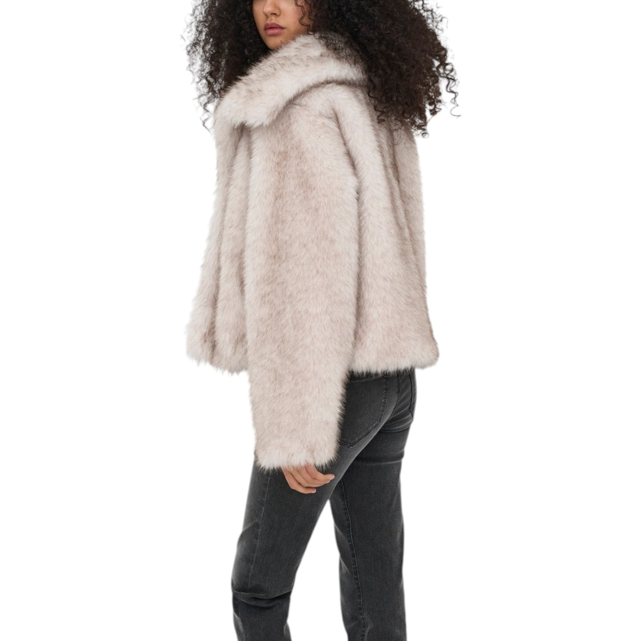 Only Pelliccia Donna Grigia Maniche Lunghe - Giacca Poliestere Autunno Inverno