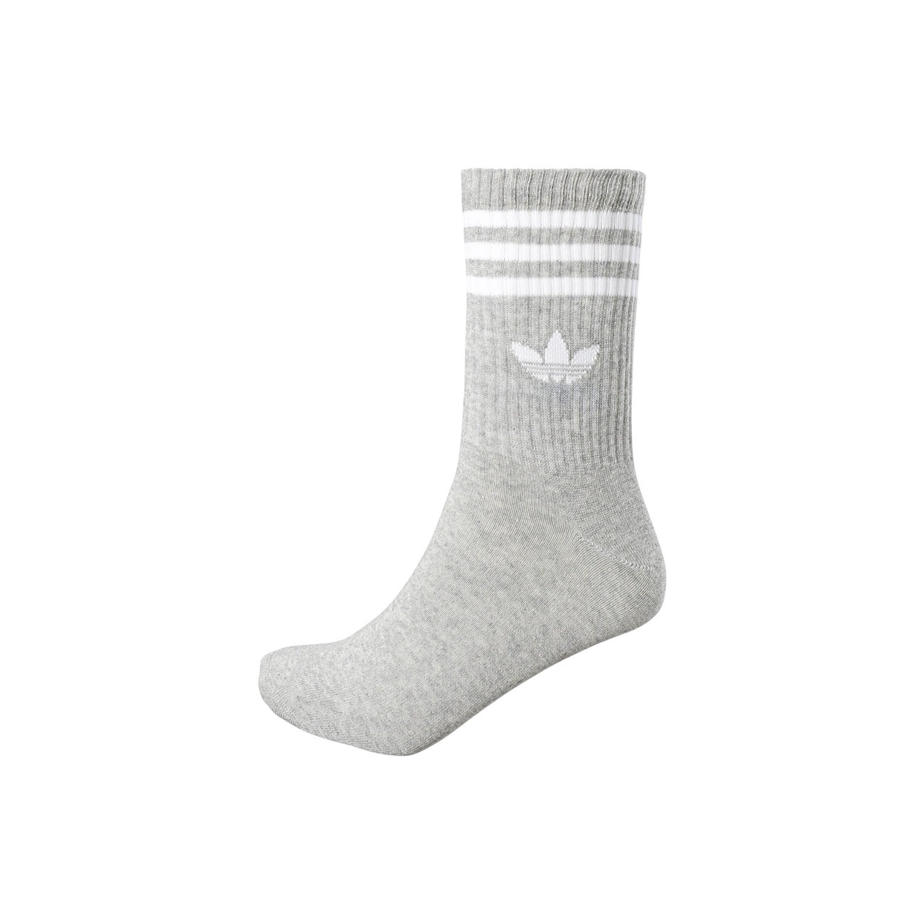 Calzini Adidas Originals 3-Pack; Misto Cotone e Fibre Riciclate. Design a tre strisce con logo Trifoglio, bordo a coste, unisex. Calze sportive resistenti e iconiche. Grigio