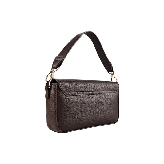 Borsa Valentino Bags Florayne marrone VBSA6608BOR. Borsetta da donna a spalla e tracolla (30x16x9 cm) a trapezio in ecopelle marrone con manico ad anello rigido, dettagli in metallo dorato e zip.