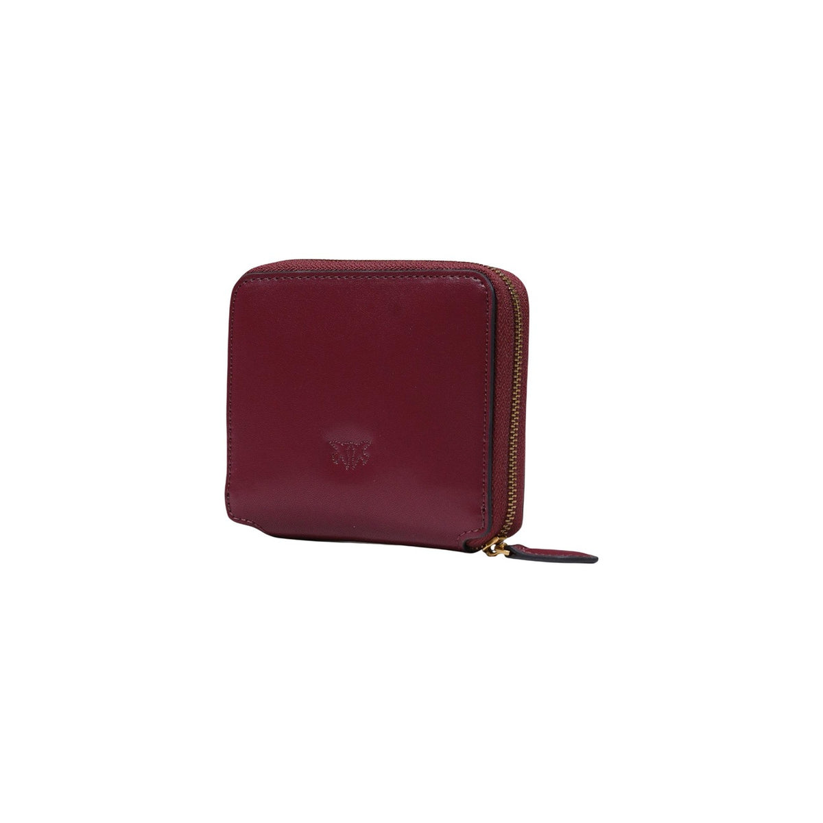 Portafoglio Pinko donna bordeaux 100249A0F1. Portafoglio piccolo quadrato in 100% pelle di vacca con zip, fodera in cotone e fibbia con iconici uccellini Love Birds metallici, accessorio donna autunno inverno.