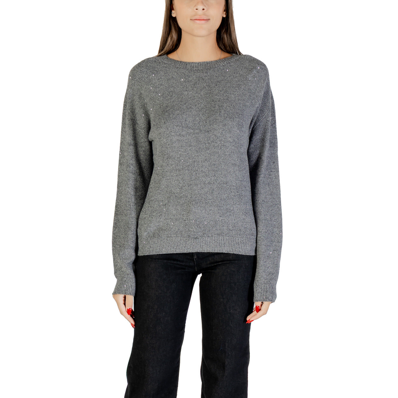 Liu Jo Maglia Donna Grigia Maniche Lunghe Scollo Tondo - Maglia Viscosa Poliestere Poliammide