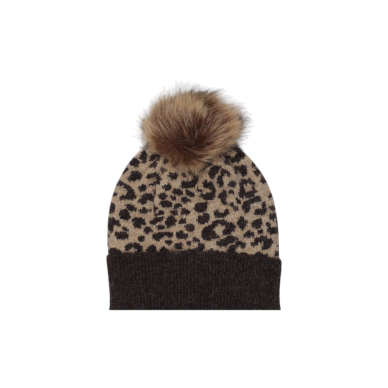 Pieces Cappello Donna Marrone Fantasia Leopardata - Cappello Poliestere Acrilico Nylon Lana Elastan