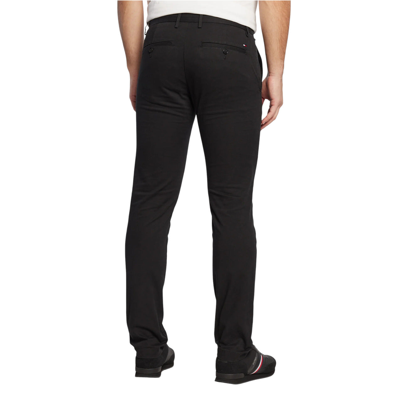 Tommy Hilfiger Pantaloni Uomo Neri con Zip Bottone - Pantaloni Cotone Organico Tasche