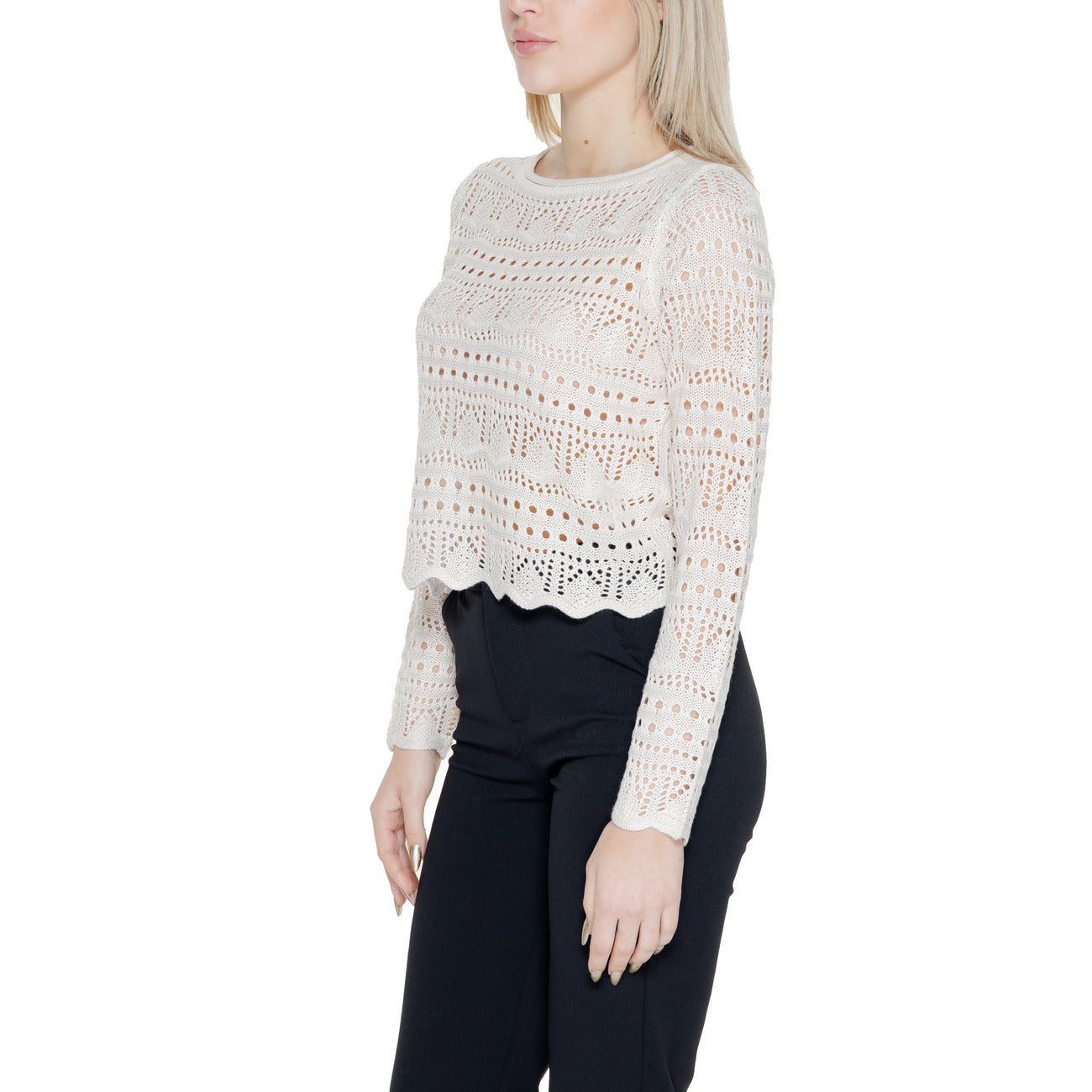 Jacqueline De Yong Maglia Donna Beige Scollo Tondo Manica Lunga Acrilico 100% Primavera Estate 15287384