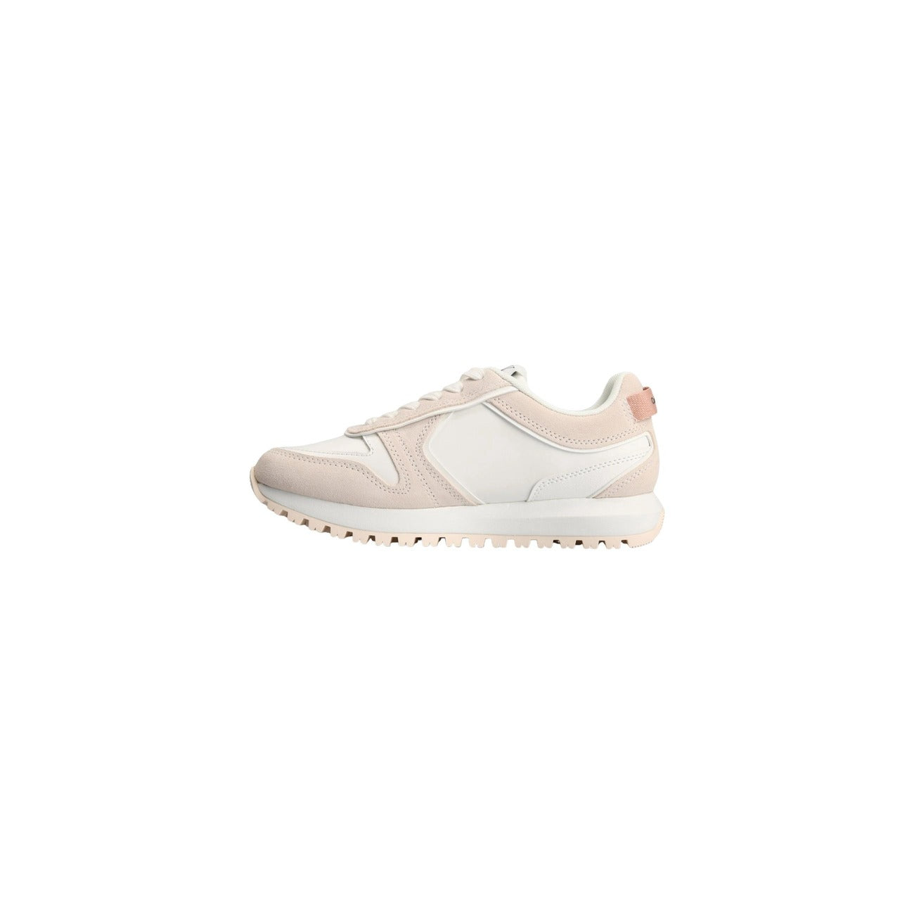 Sneakers CK Jeans Toothy Runner; pelle e fintapelle, bianco/crema, suola sintetica. Design irregolare, chiusura a lacci, stile fitness & lifestyle.