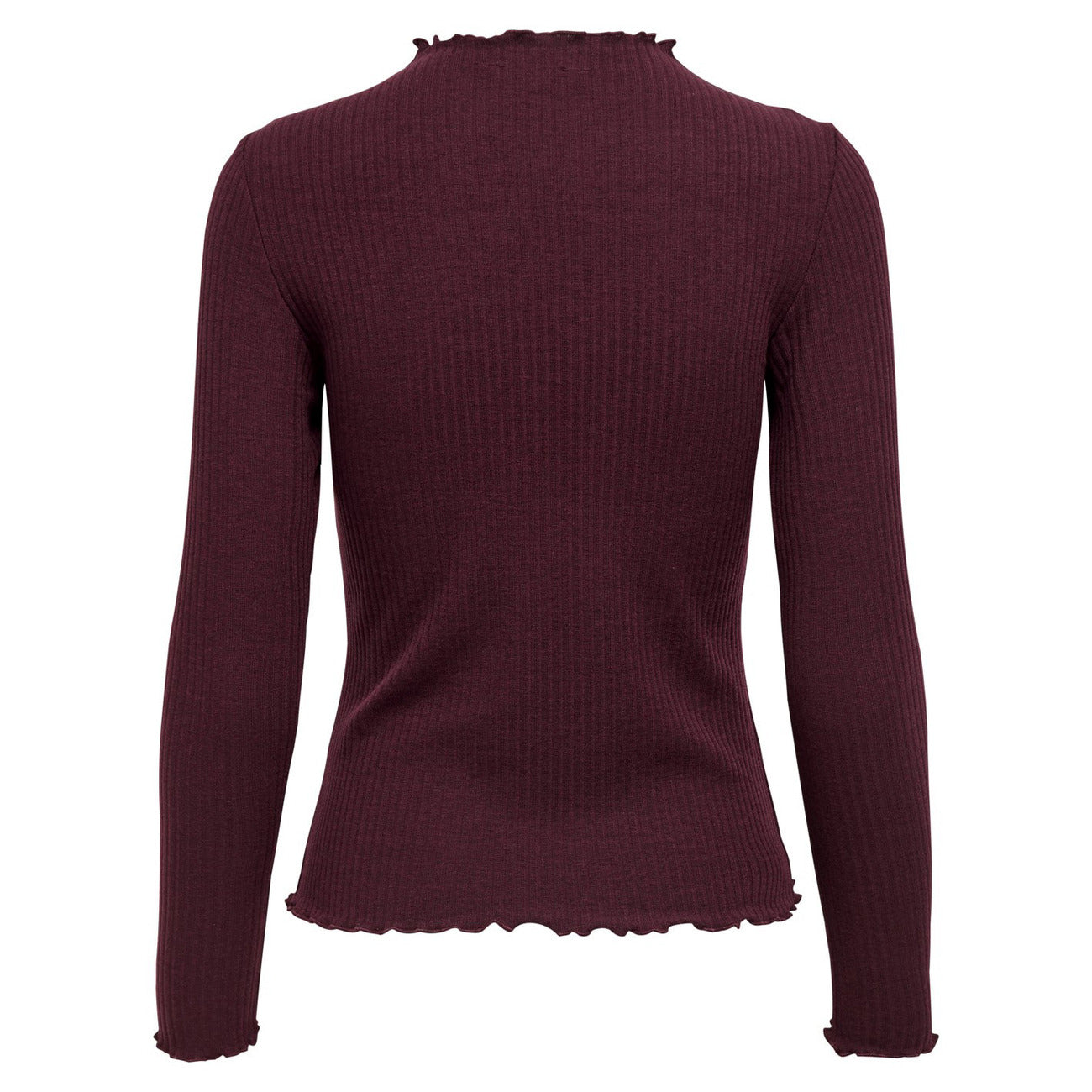 Only Maglia Donna Bordeaux in 65% Poliestere 30% Viscosa 5% Elastan a Manica Lunga con Scollo Alto 15180040