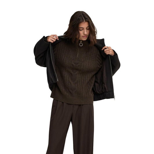 Pullover trecce donna Jacqueline De Yong – Maglia collo alto mezza zip JDY 15242811.