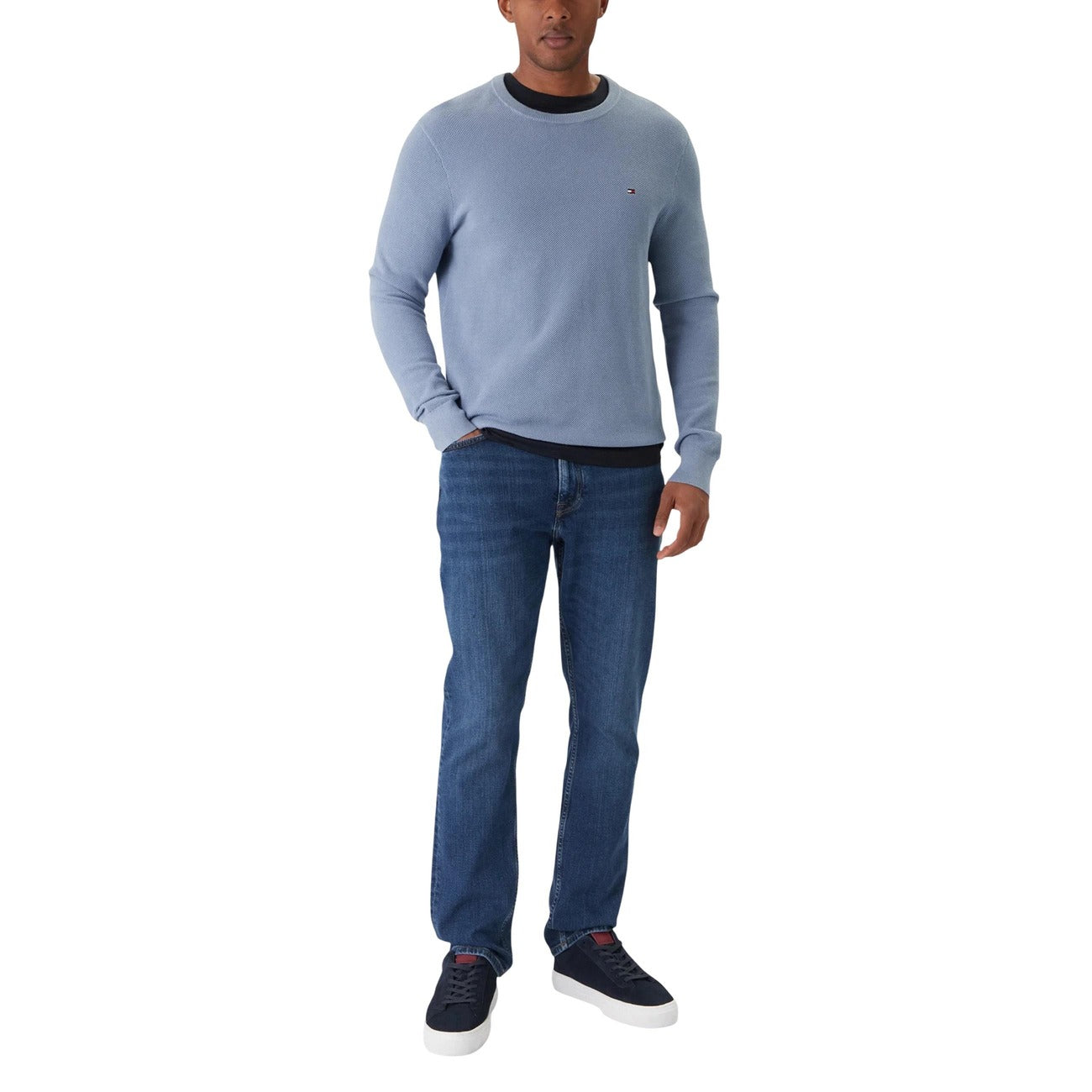 Tommy Hilfiger Jeans Uomo Blu Zip Bottone Tasche Anteriori Posteriori Cotone Organico Elastan Autunno Inverno MW0MW39037