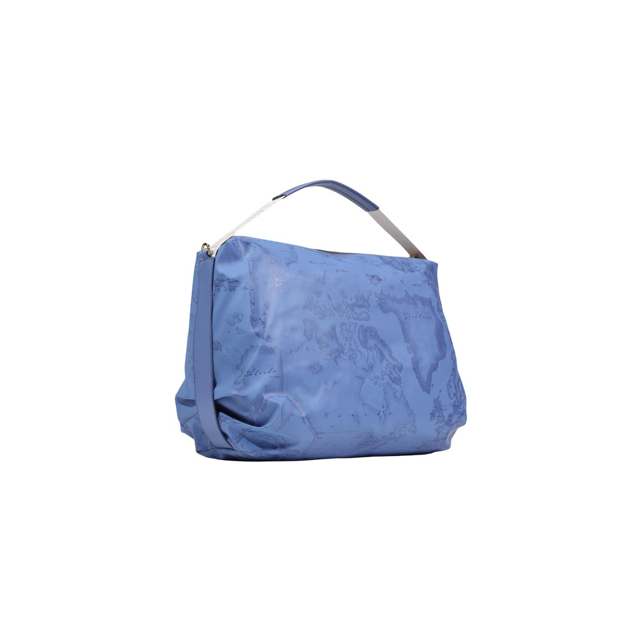 Maxi Borsa Geo Alviero Martini; 58% Poliestere, 42% Poliuretano. Tracolla regolabile, finitura idrorepellente, ampio vano interno. Borsa donna spaziosa, resistente e leggera per la PE26. Vista posteriore colore azzurro blu 