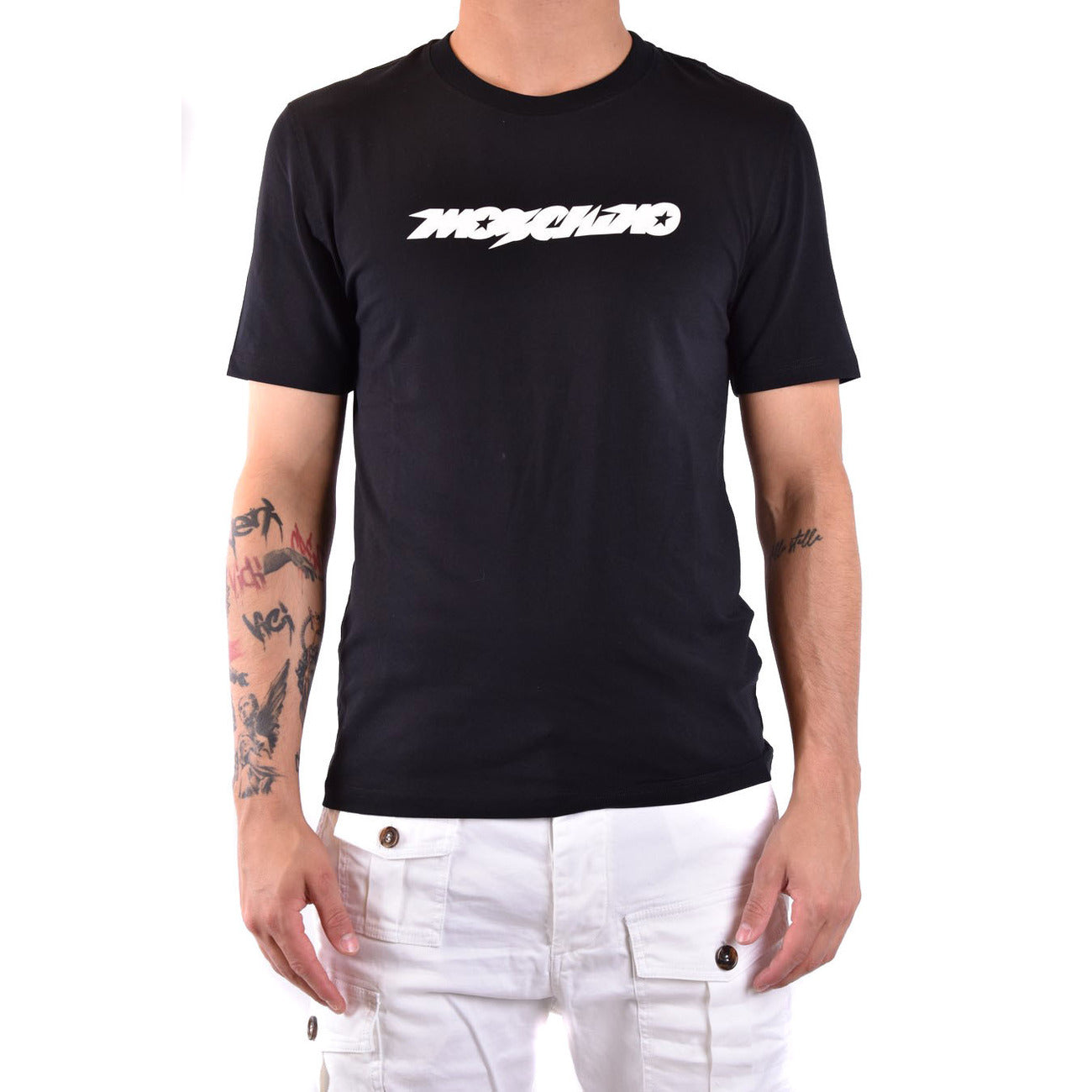 Moschino T-Shirt Uomo Nera Stampa Manica Corta Scollo Tondo 100% Cotone Primavera/Estate V_30985