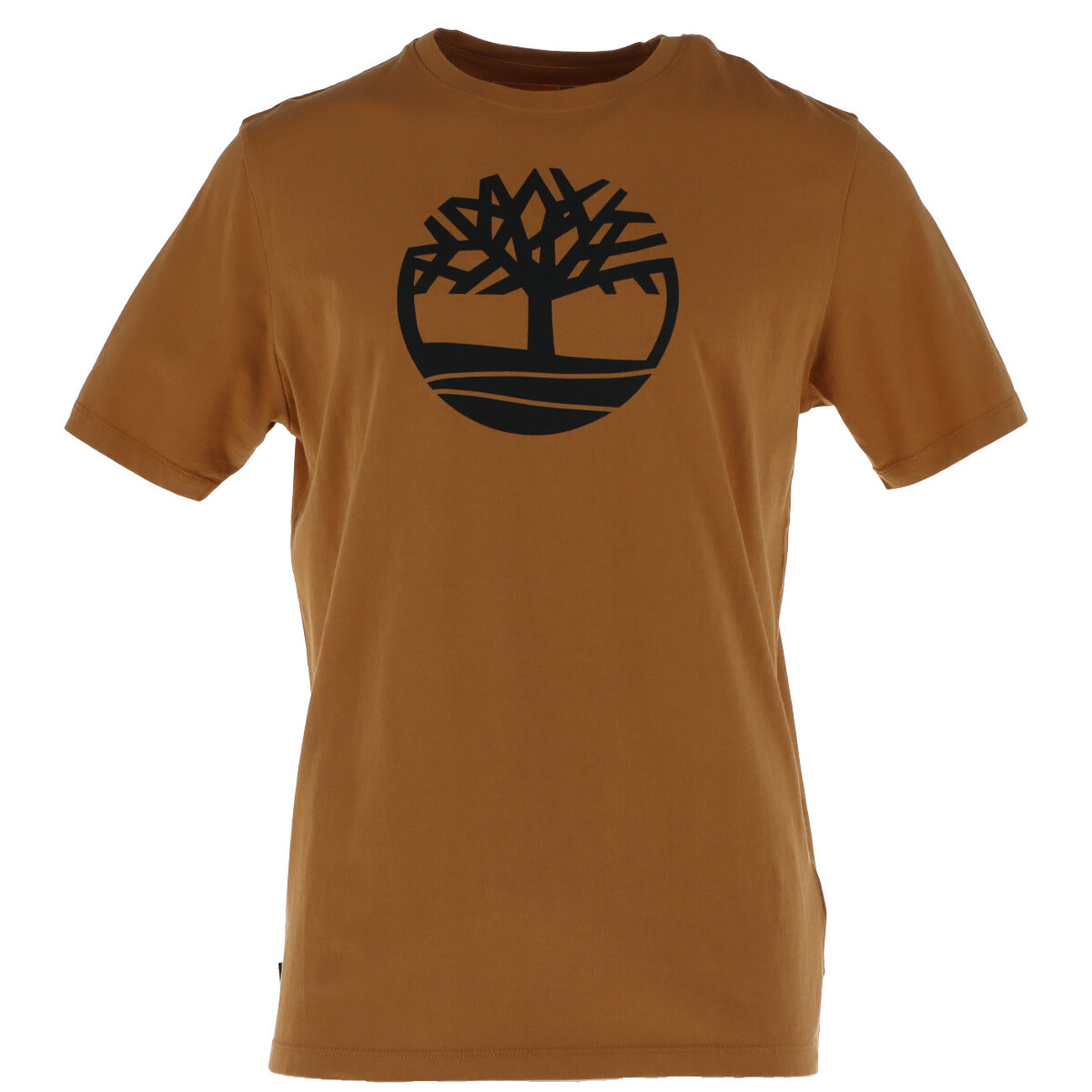 T-shirt uomo Timberland modello KENNEBEC RIVER TREE LOGO marrone in cotone a maniche corte con stampa logo albero
