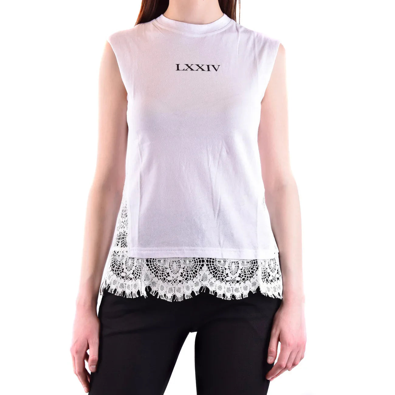 Alexander McQueen Canotta Donna Bianco Smanicato Scollo Tondo Cotone 100% B_42875 - Riflesso fashion