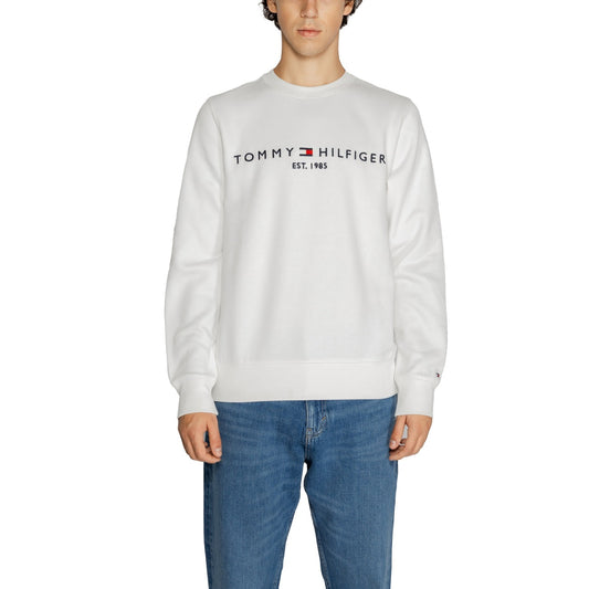 Tommy Hilfiger Felpa Uomo Bianca con Stampa Maniche Lunghe Scollo Tondo - Felpa Cotone Organico Poliestere