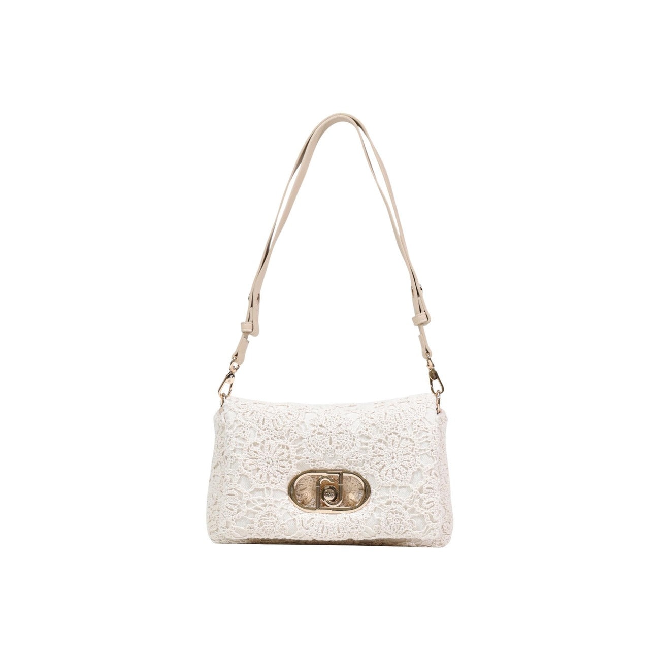 Borsa Liu Jo M CROSSBODY donna panna con tracolla bottoni automatici tasca interna 100% poliestere - vista frontale con tracolla
