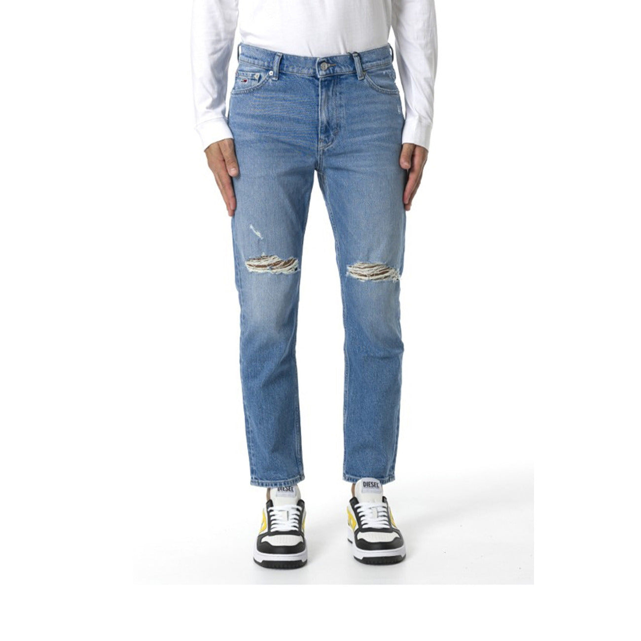 Tommy Jeans Jeans Uomo Blu in Cotone 98% Elastan 2% con Zip e Bottone Tasche Anteriori e Posteriori B_44834