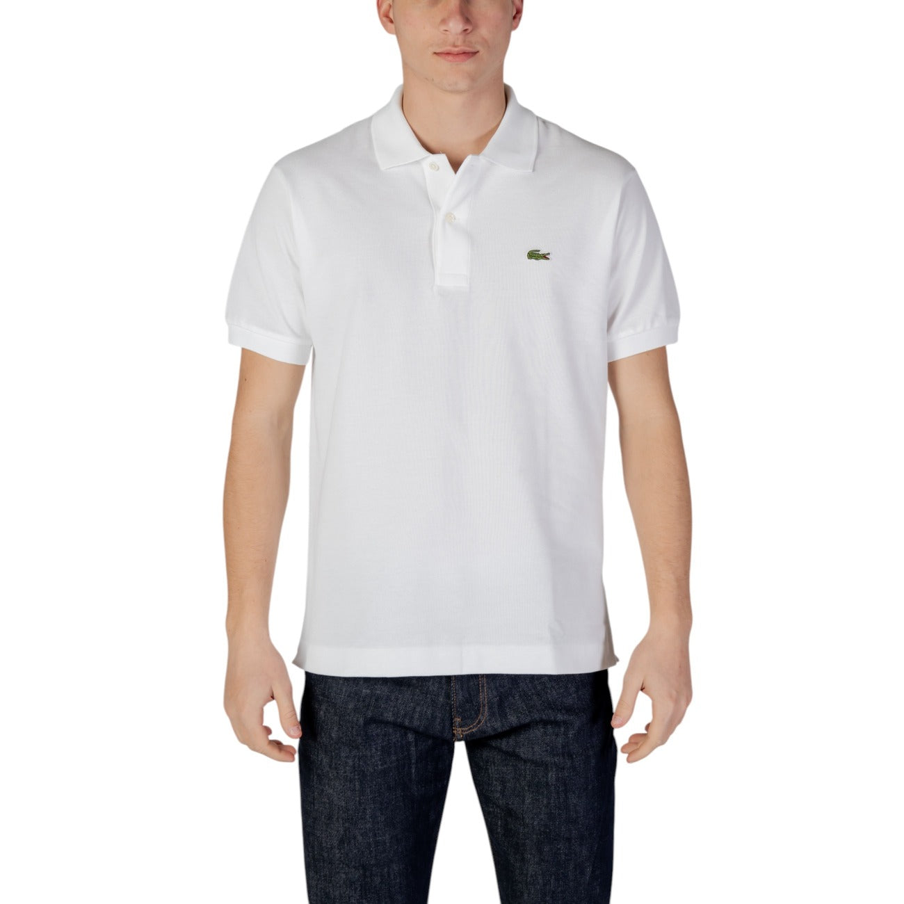 Lacoste Polo Uomo Bianco Bottoni Colletto Polo Scollo Tondo Maniche Corte 100% Cotone Primavera/Estate WH7_16060800008_WHITE