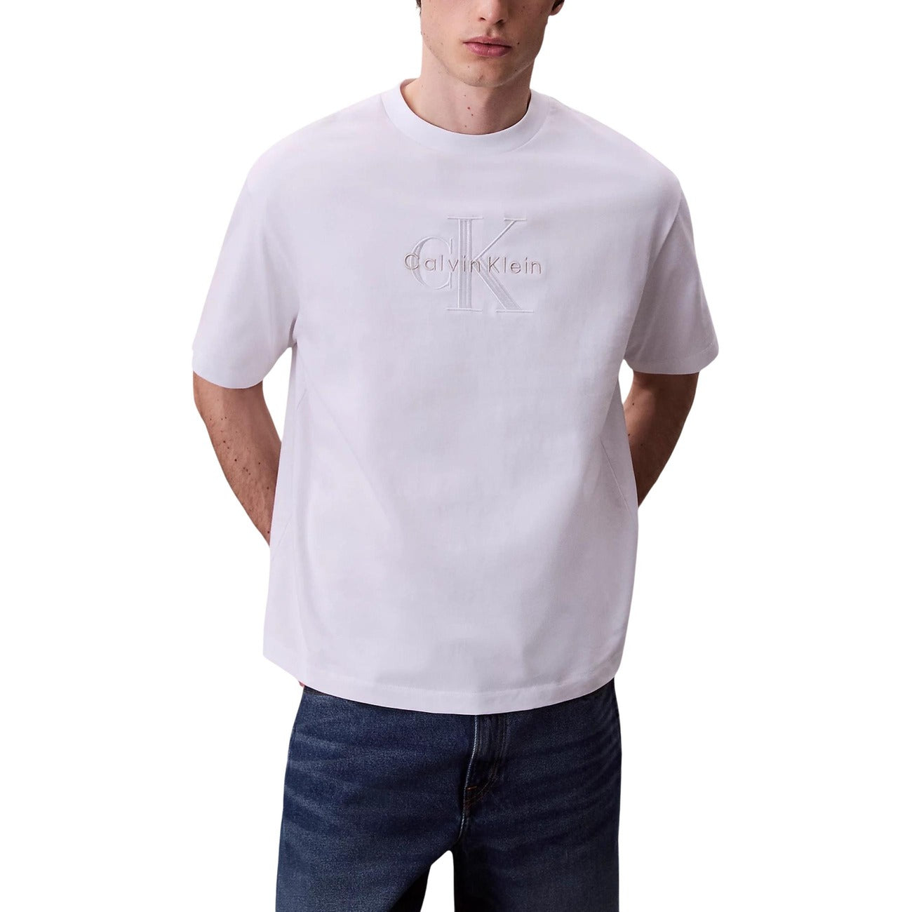 Calvin Klein Jeans T-Shirt Uomo Nero Manica Corta Scollo Tondo Cotone 100% Autunno Inverno LV04RB295G