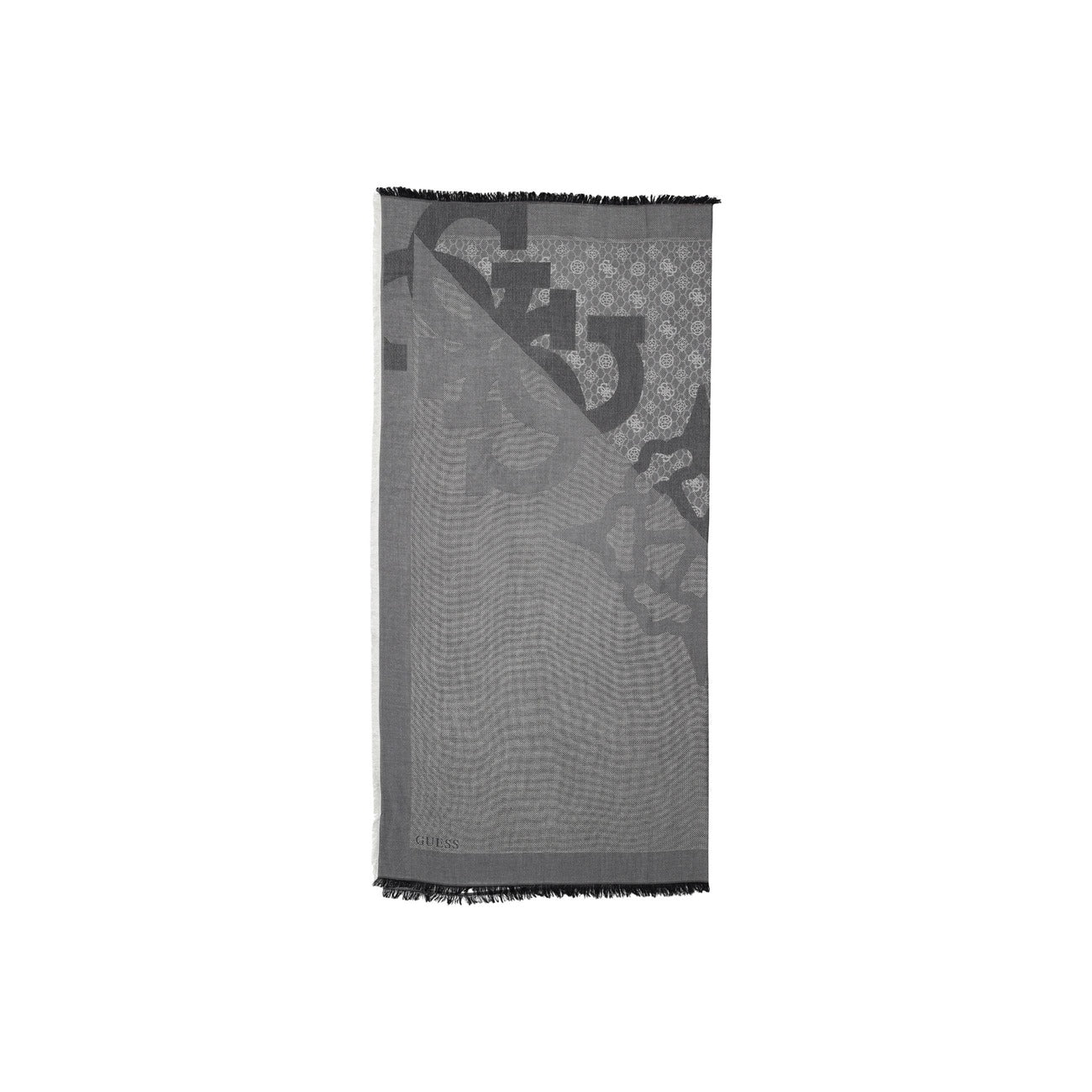 Sciarpa Guess ANISE JACQUARD KEFIAH 120x120 donna nera con stampa 98% viscosa 2% sintetico - vista frontale completa