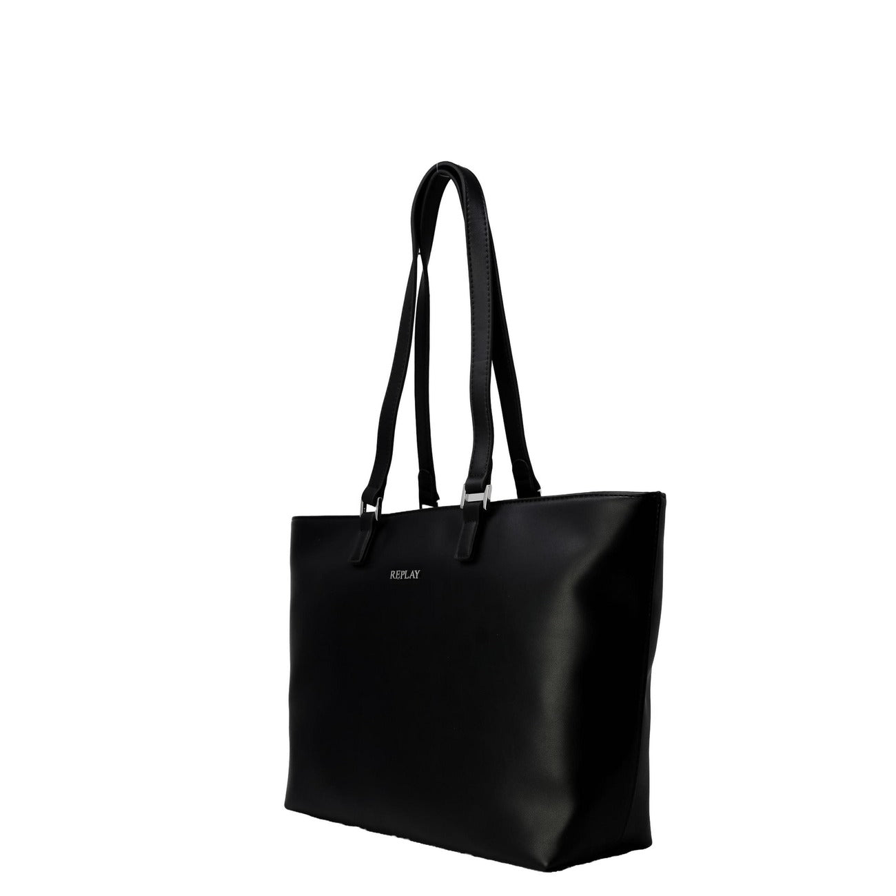 Borsa Replay donna nera a spalla con manici lunghi - vista frontale angolata
