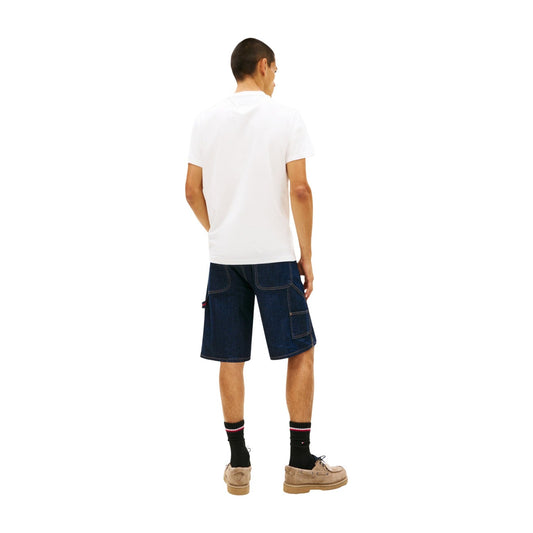 T-shirt Bianca Tommy Jeans; 100% Cotone Rigenerato. Regular fit, girocollo, maniche corte. Logo ricamato, tessuto morbido e fresco. Il basic ecosostenibile per eccellenza. Posteriore 