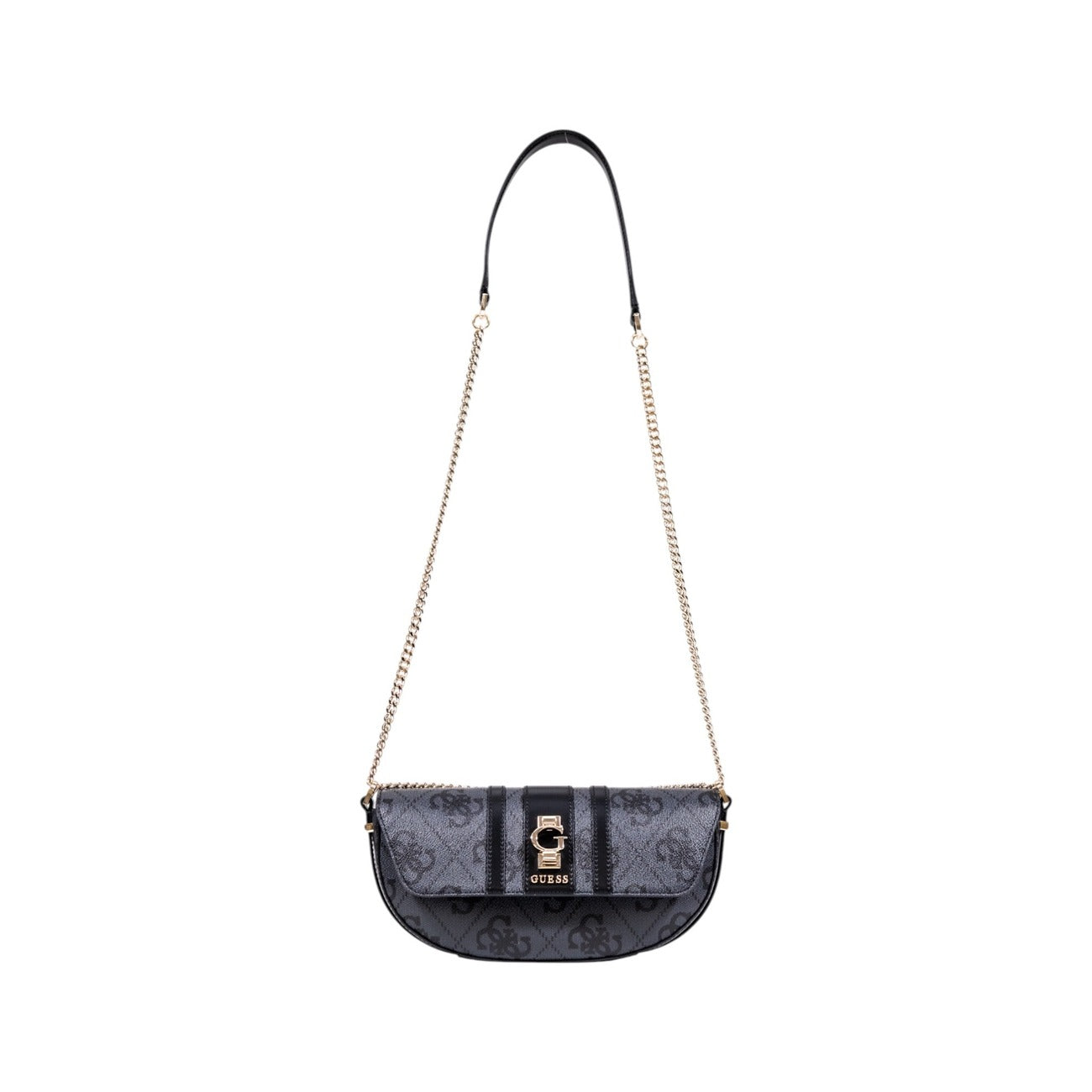 Guess Borsa Donna Grigia con Stampa - Borsa a Tracolla con Bottone e Tasca Interna 28x16x7cm