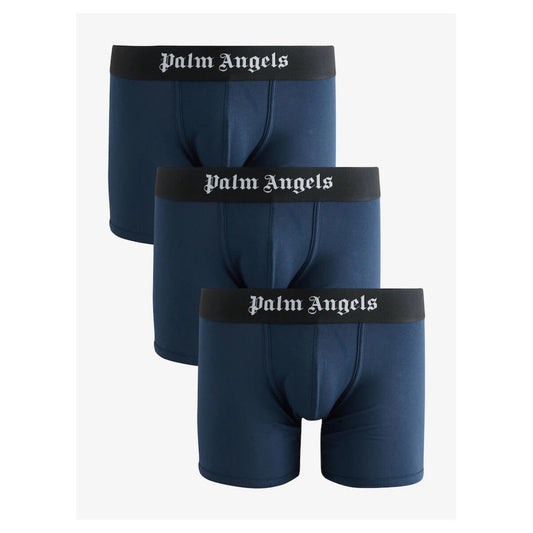 Boxer Uomo Palm Angels (Pack da 3); Blu Navy. Vita logata gotica, cotone stretch, vestibilità aderente. Comfort premium e stile iconico per l'uso quotidiano.