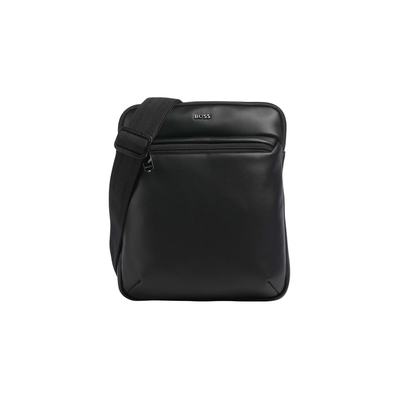 Tracolla BOSS uomo nera modello Jace Envelope. Borsello uomo nero sportivo e da viaggio in materiale riciclato con zip sul davanti, tracolla in nastro regolabile e logo a contrasto stile casual e urban.