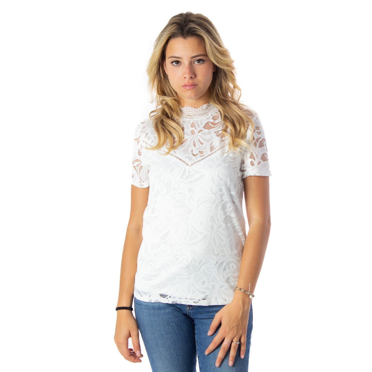 Vila Clothes Blusa Donna Bianco 93% Poliammide 7% Elastan Primavera/Estate 14049852