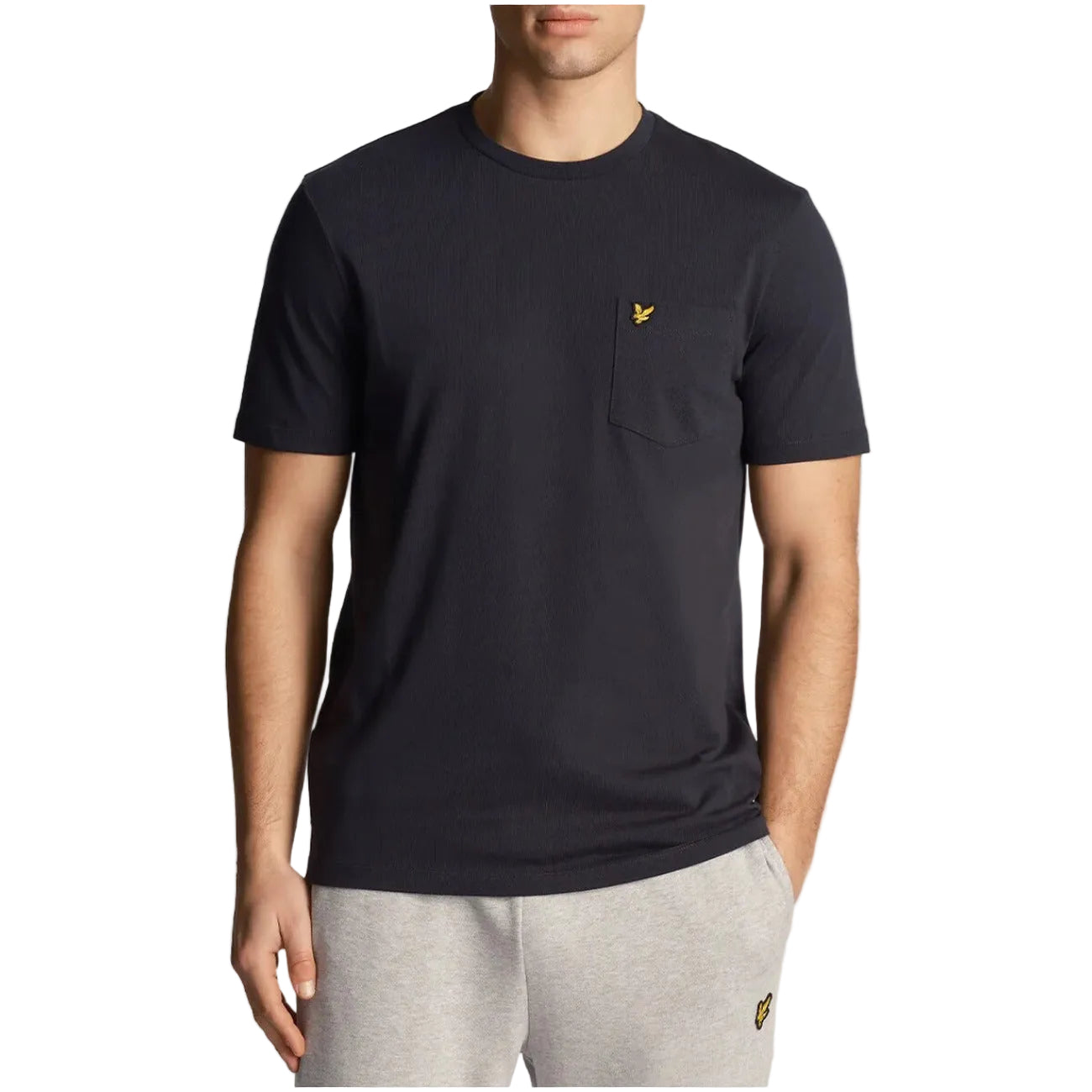 Lyle & Scott T-Shirt Uomo Azzurra Stampa Tasca Manica Corta Scollo Tondo 100% Cotone Primavera/Estate TS2022V