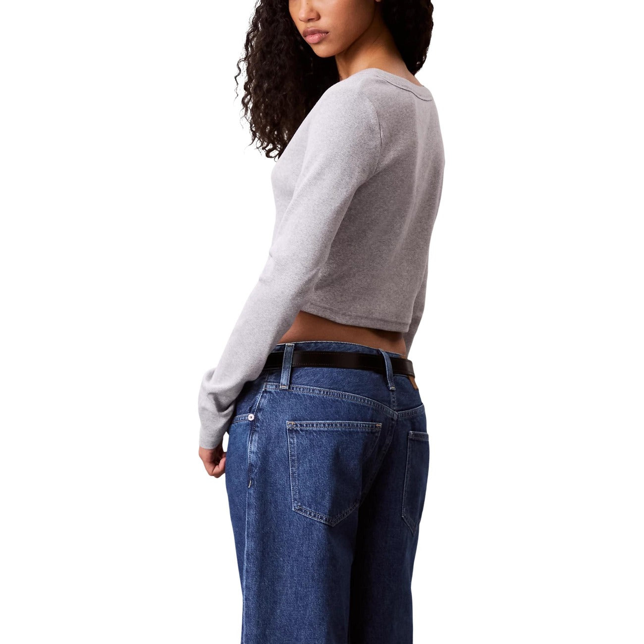 Calvin Klein Jeans Cardigan Donna Grigio Bottoni Maniche Lunghe Scollo a V - Cardigan Cotone Elastan