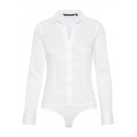 Vero Moda Women's White Long Sleeve Body Shirt - Classic Elegance