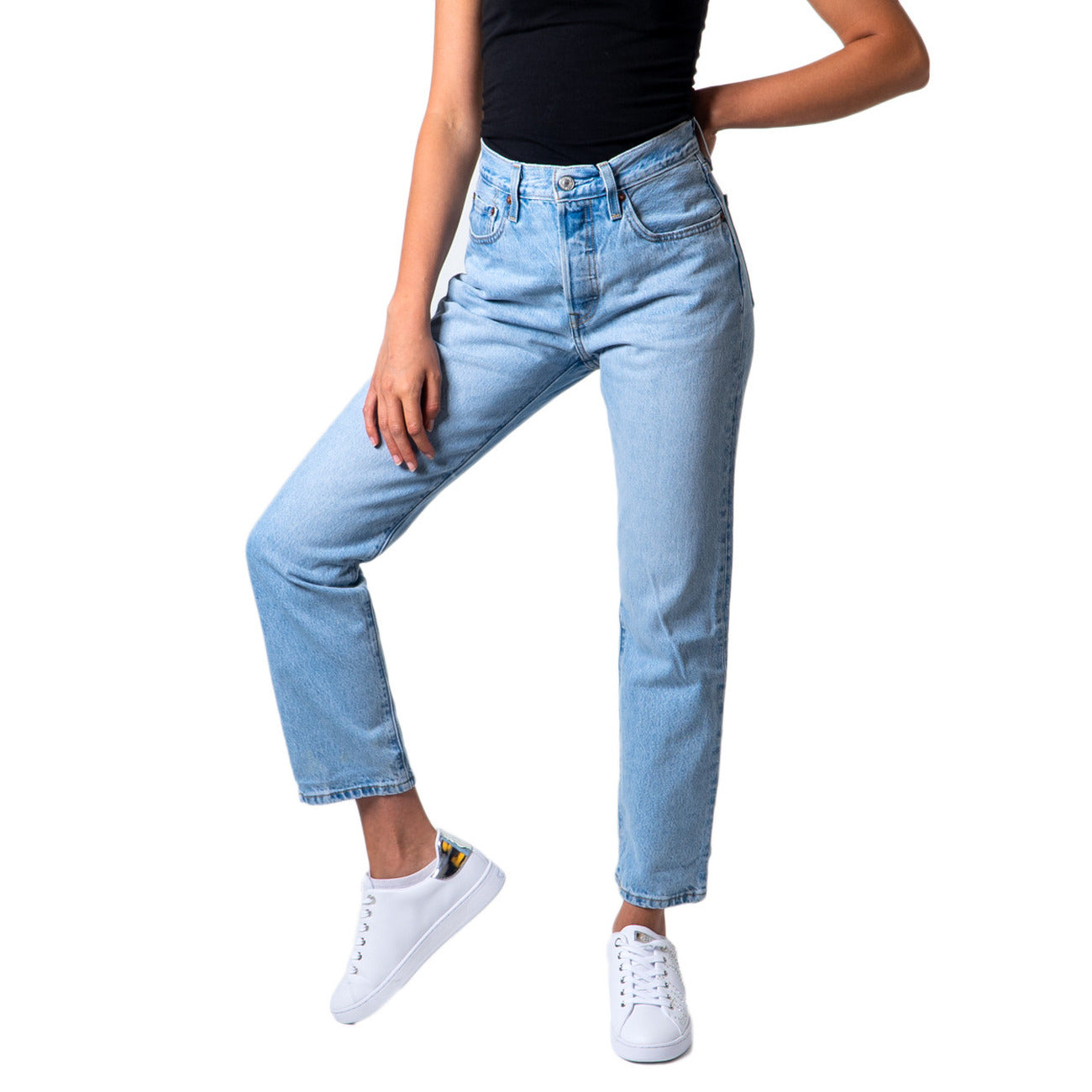 Levi's Jeans Donna Blu con Zip Bottone Tasche Anteriori Posteriori Effetto Consumato in Cotone 100% Autunno/Inverno 36200-0124