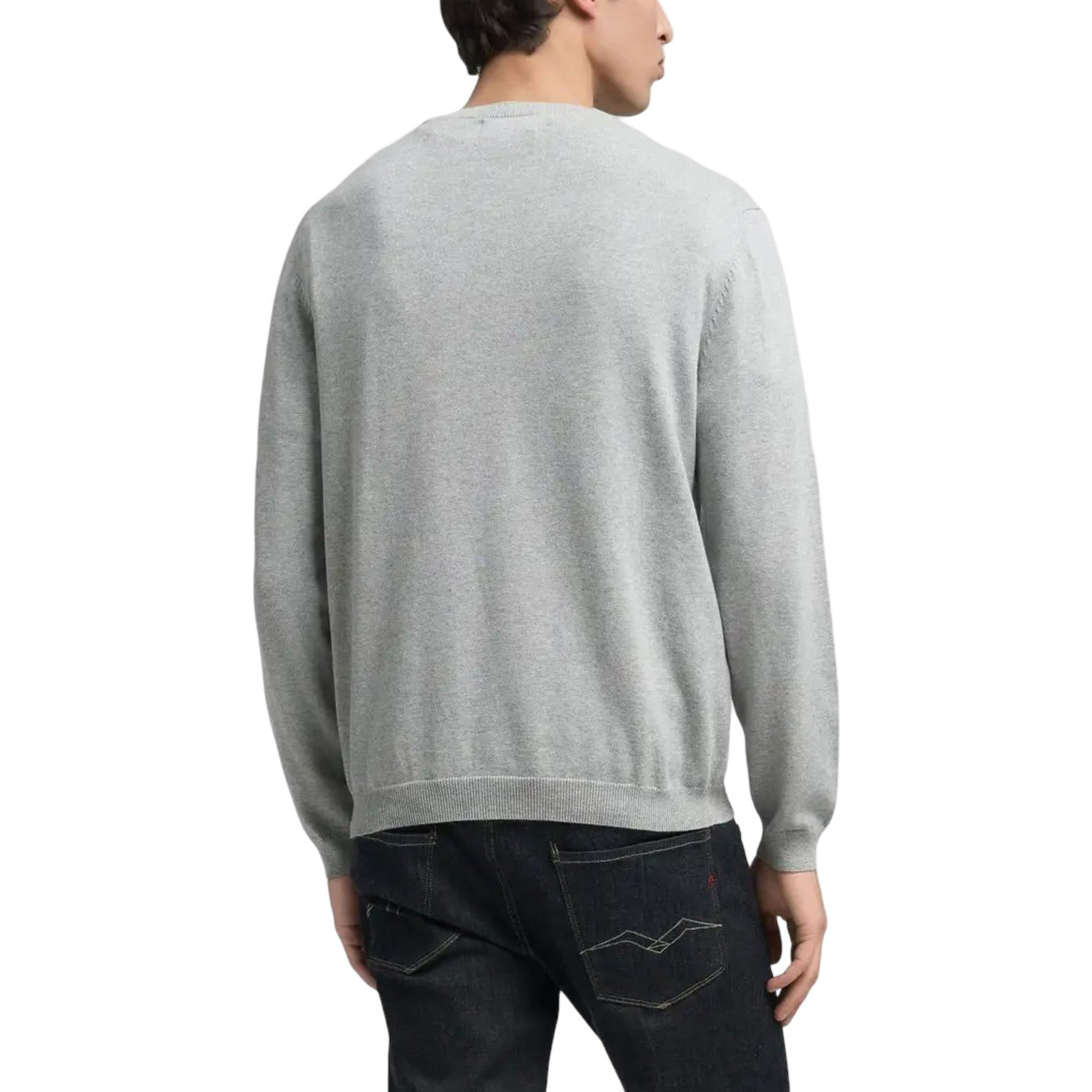 Replay Maglia Uomo Grigia Maniche Lunghe Scollo Tondo - Maglia Cotone