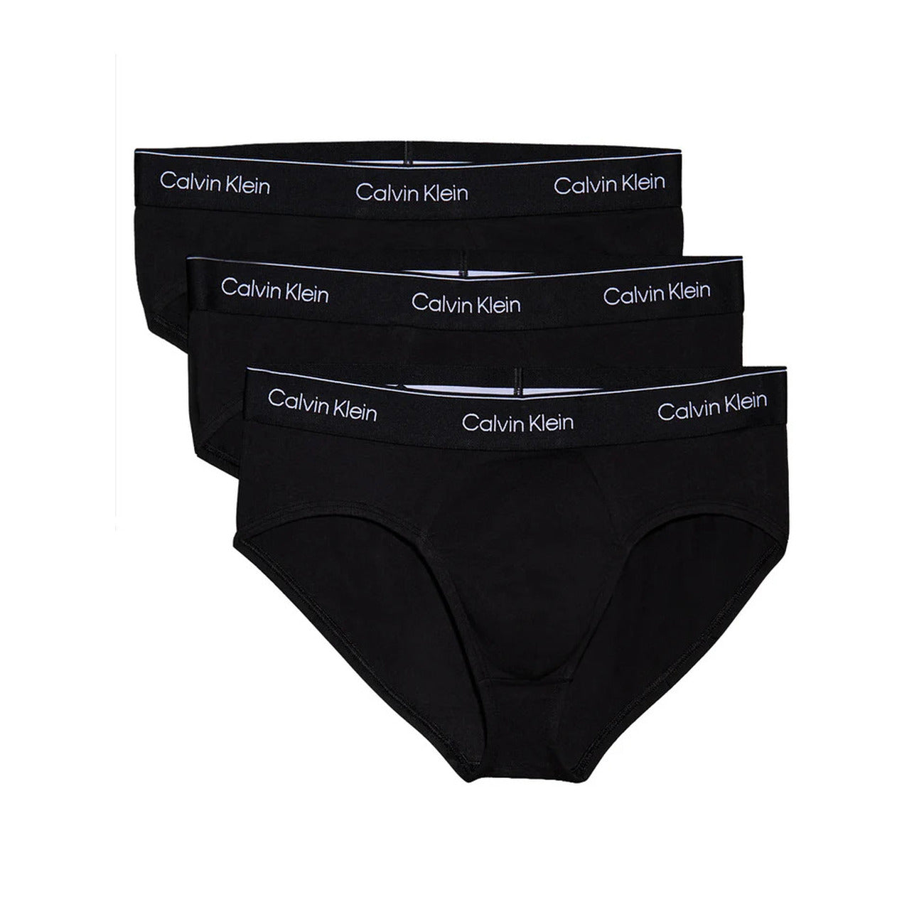 Slip Calvin Klein Underwear Icon Cotton Stretch uomo neri confezione da 3 con elastico logo 95% cotone 5% lycra - vista frontale
