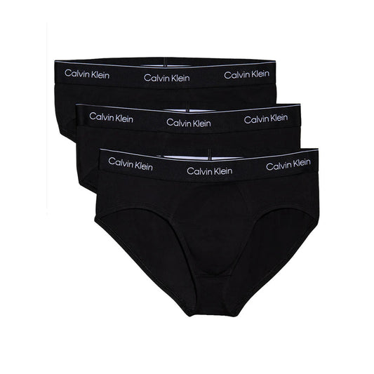 Slip Calvin Klein Underwear Icon Cotton Stretch uomo neri confezione da 3 con elastico logo 95% cotone 5% lycra - vista frontale

