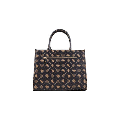 Guess Borsa Donna Marrone con Stampa a Mano Tasca Interna - Borsa Poliuretano 33x25x15cm