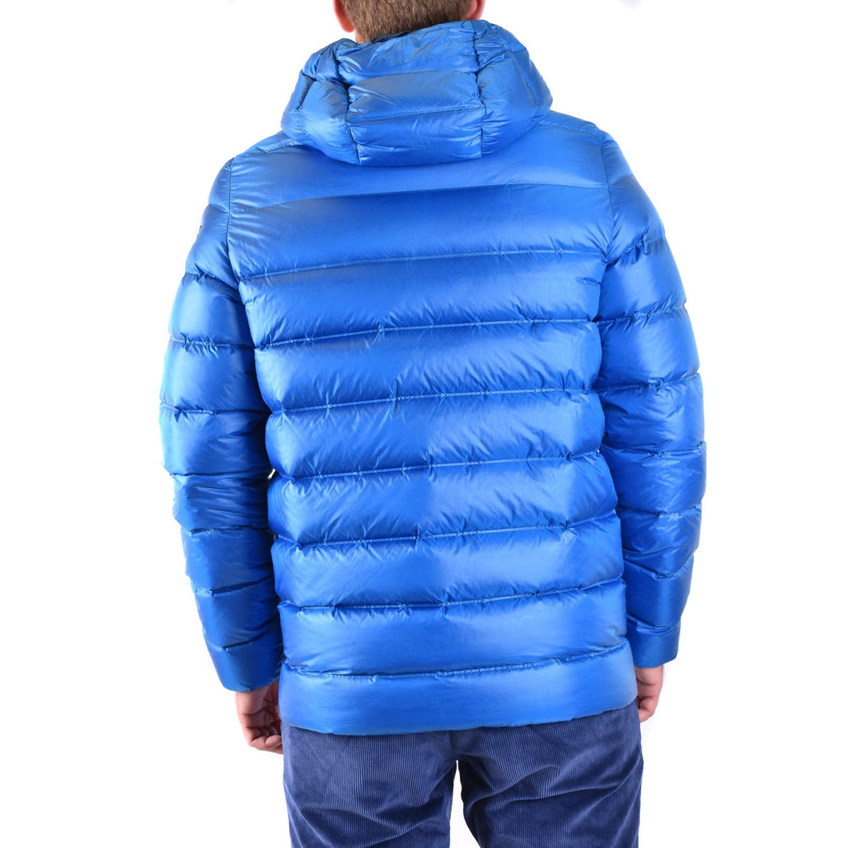 Giubbotto RRD Roberto Ricci Designs uomo blu royal V_30443. Giacca tecnica con cappuccio da uomo in tessuto elasticizzato e impermeabile, vestibilità slim fit con cerniera lampo e tasche anteriori, abbigliamento autunno inverno.
