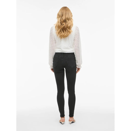 Jeans skinny donna Vila Clothes Black Denim – Jeans neri elasticizzati a vita media Vila 14108874.