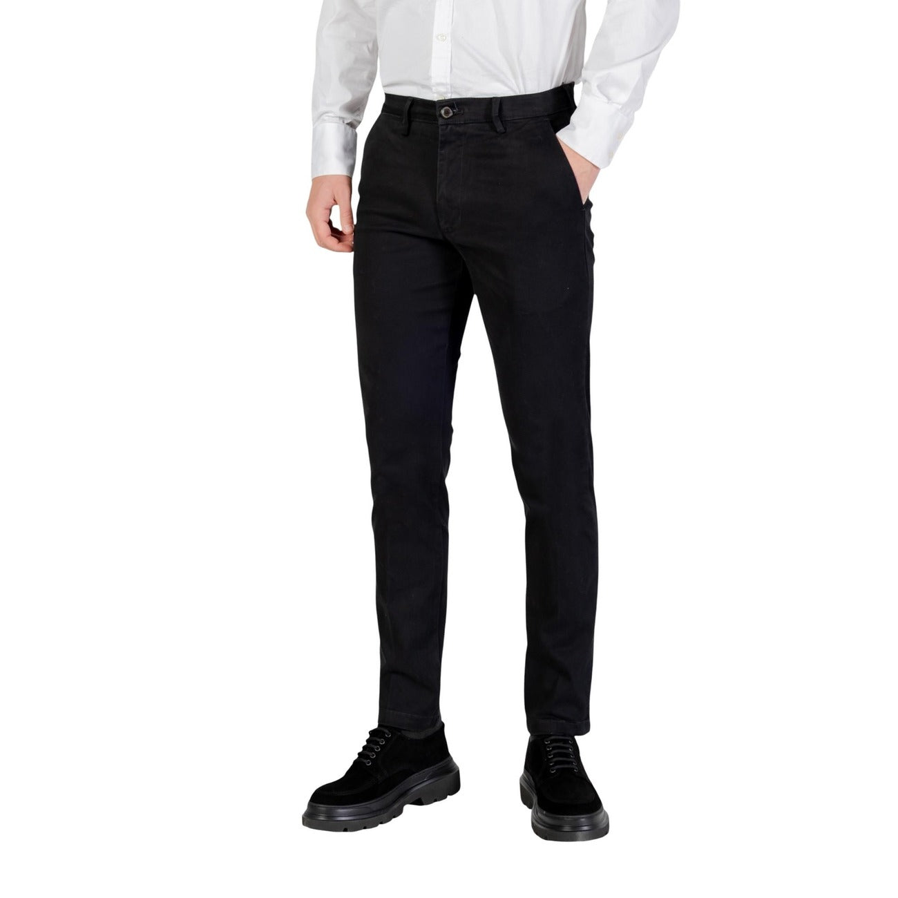 Borghese Pantaloni Uomo Nero in 97% Cotone 3% Elastan con Zip e Bottone Tasche Autunno/Inverno 5WPA01 07CO126M