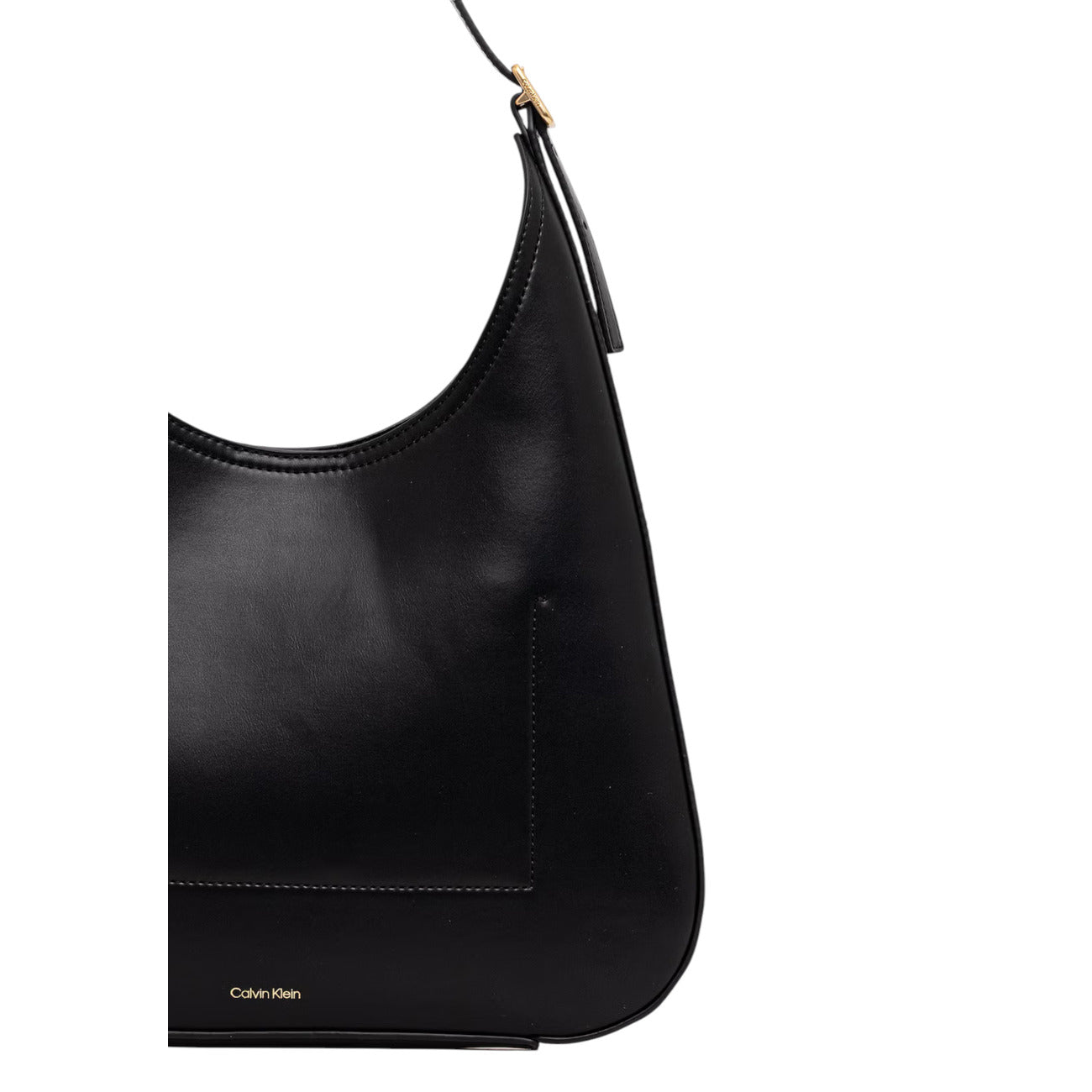 Borsa a Spalla Donna Calvin Klein; Nero. 51% Poliestere riciclato con finitura liscia, chiusura zippata, tracolla regolabile, tasca posteriore e logo metallico oro. Misure slanciate (35x32,5 cm), stile minimalista 4 stagioni.