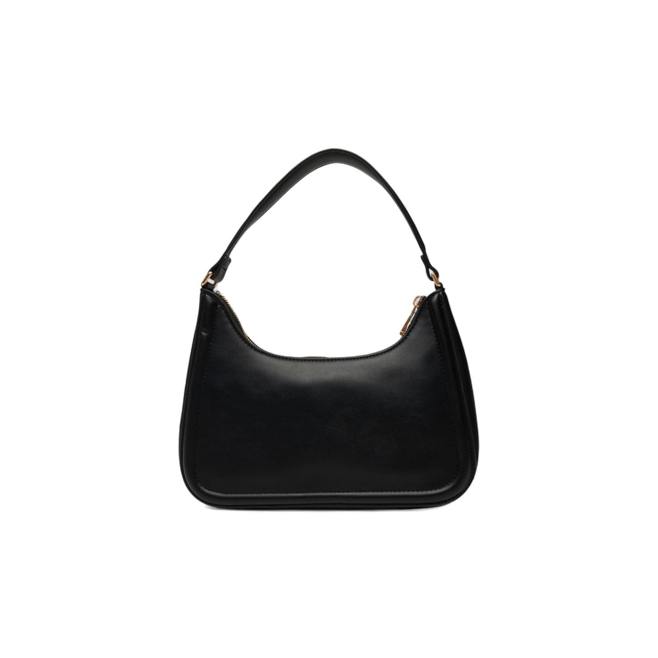 Calvin Klein Raised CK Shoulder Bag; mini borsa nera con logo monogramma 3D, chiusura a cerniera e manico fisso. Accessorio moderno e sofisticato firmato CK. Vista posteriore 