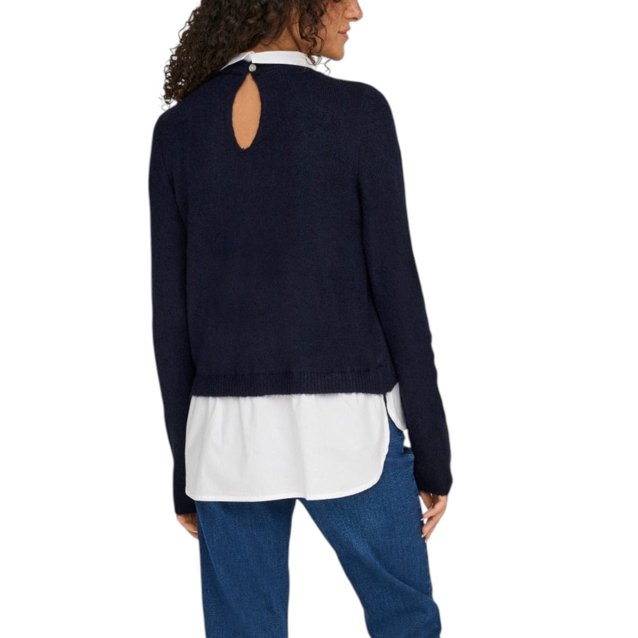 Only Maglioncino Donna Blu Maniche Lunghe - Maglia Acrilico Poliestere Scollo Tondo