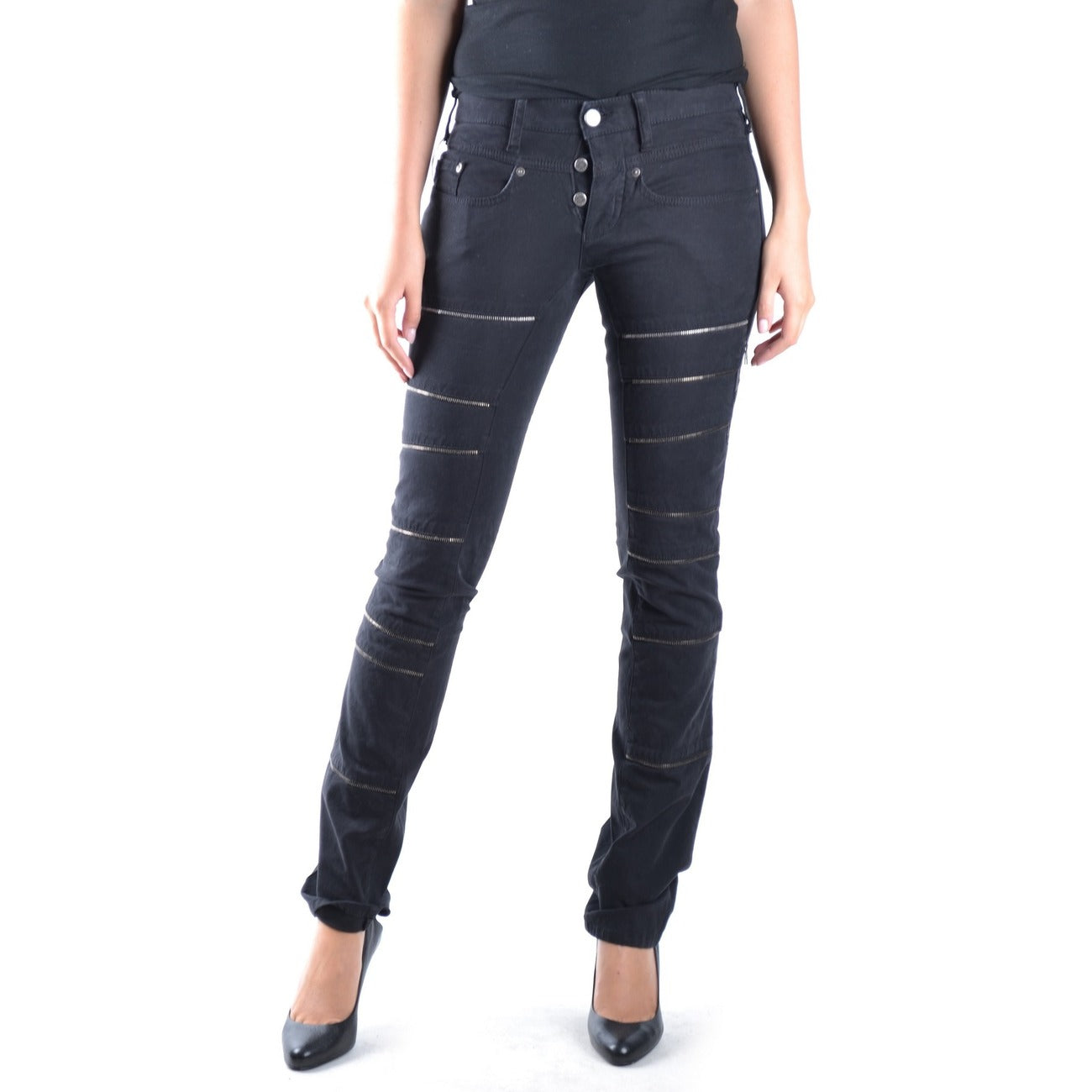 Neil Barrett Jeans Donna Neri con Bottoni Tasche Anteriori Posteriori Autunno/Inverno B_11456